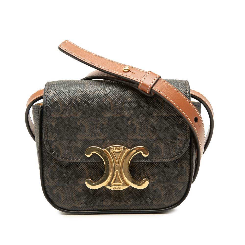 Pre-Loved Celine Mini Triomphe Coated Canvas Claude Crossbody